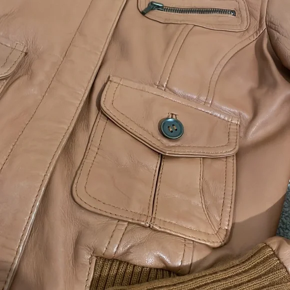 Real Leather Bomber Jacket Size 8 - Picture 2 of 8